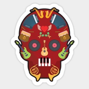 Music Sugar Skull Sticker